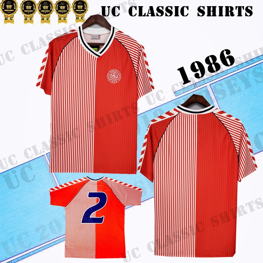 

1986 Denmark home Retro soccer jersey Michael Laudrup Elkjær Berggreen Olsen vintage 86 Denmark classic jerseys football shirt