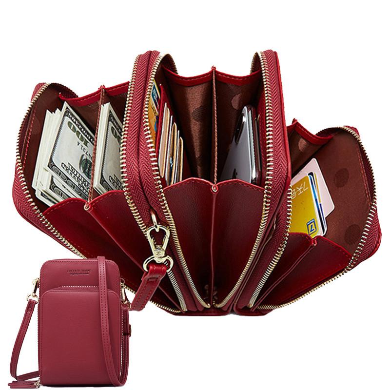 

Evening Bags 3 Layers Large Capacity Phone Pocket Shoulder Bag For Women Pu Leather Female Small Crossbody Ladies Messenger Purse