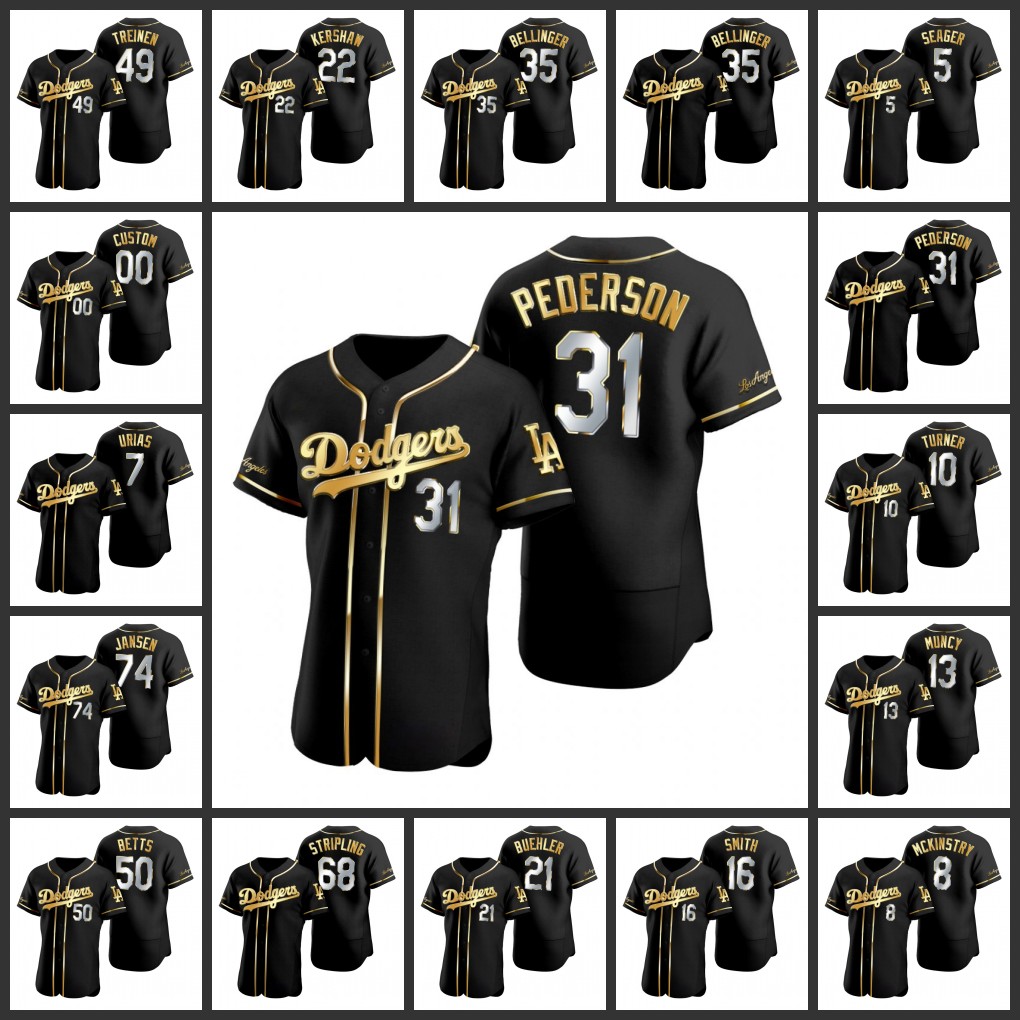 

Los Angeles''Dodgers''Men Women Youth #22 Clayton Kershaw 35 Cody Bellinger 50 Mookie Betts 21 Walker Buehler Custom Golden Edition Authentic Jerseys