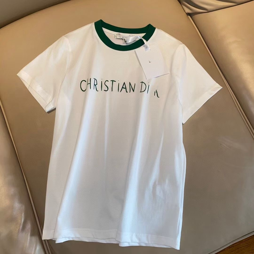 Luxury design Dr + round neck color matching for women's summer and fashion European leisure short sleeve T-shirt