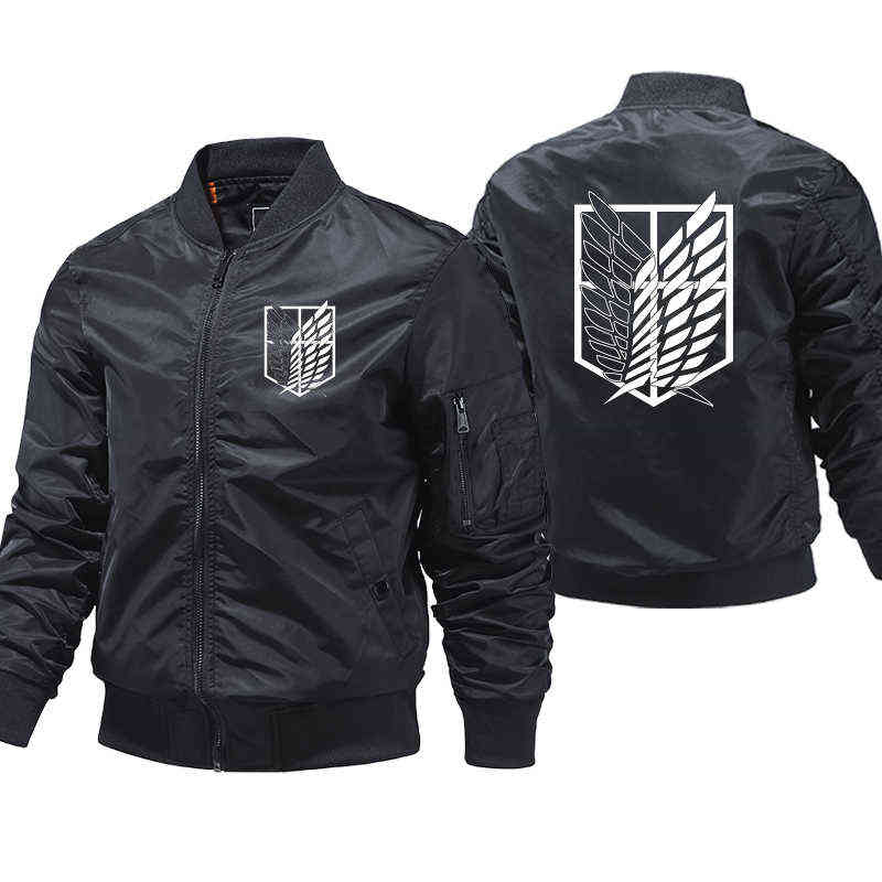 

Anime Attack on Titan Bomber Jacket Men Casual Windbreaker Zipper Jacket Men Air Thick Pilot Jacket Fashion Motorcycle Coat G1231, Army green