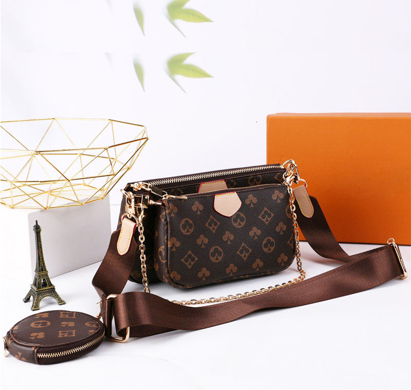 

Woemn Luxurys Designers Bags 3 Pcs Set with Dust And Original Box 2021 Messenger Womens Totes Handbag + Bag + Wallet Vintage Shoulder Purses, Package