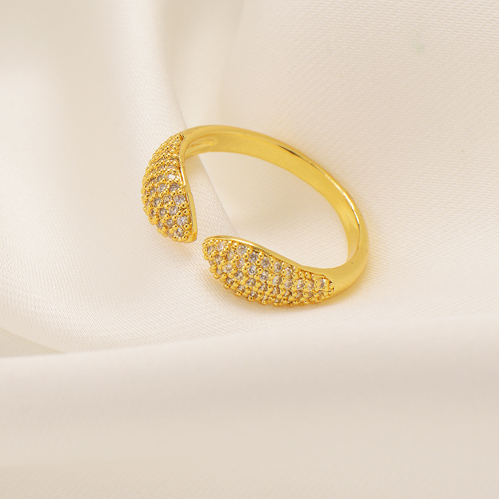 24k Yellow Fine Solid Gold GF pawprint adjustable ring Kissing Band Ring Animal Sea Shell Life Jewelry CZ-image-720720109