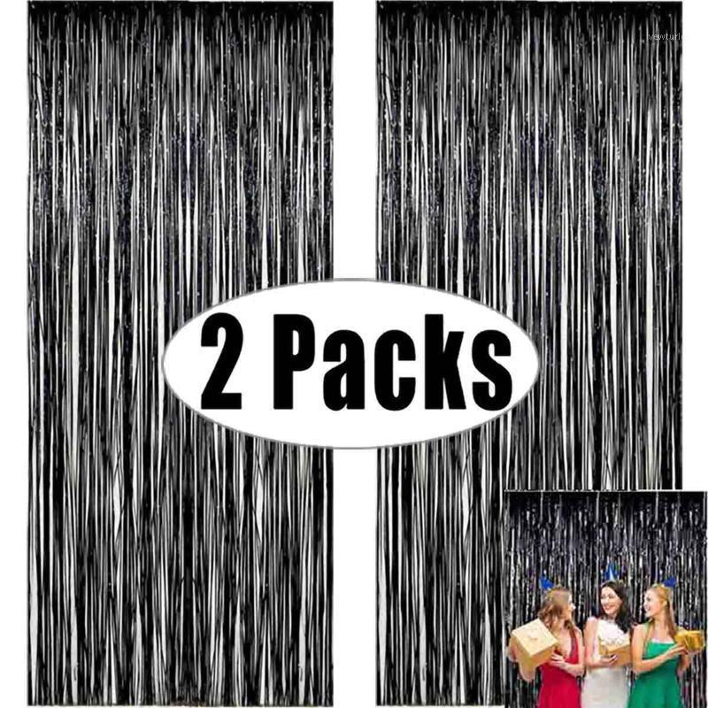 

Party Decoration 2Pack 3*1M Metallic Foil Tinsel Fringe Curtain Birthday Wedding Pography Backdrop Woman Man Anniversary