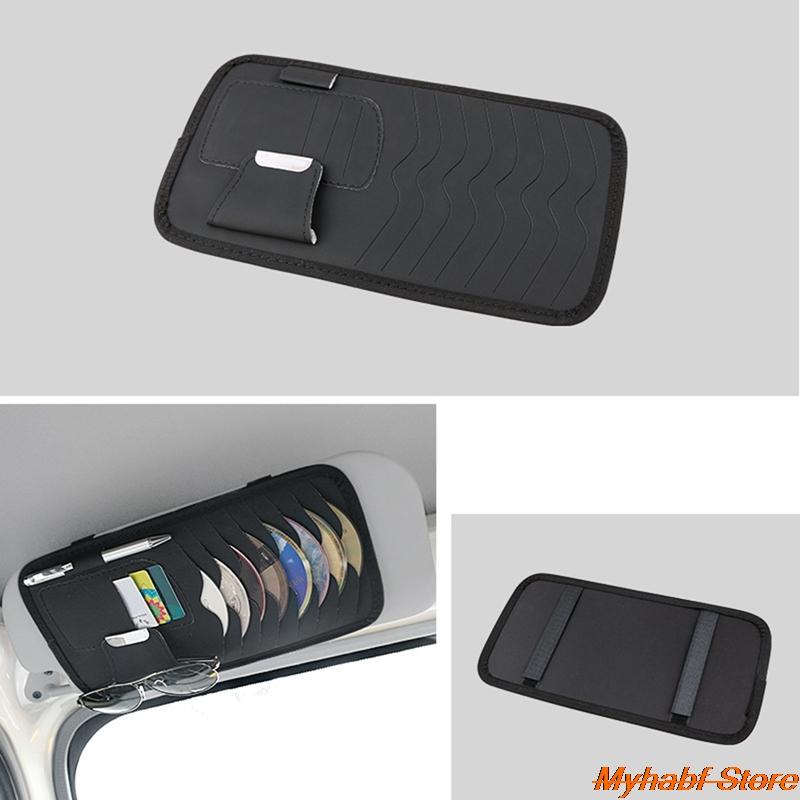 

Storage Bags PU Leather Car Sun Visor Pouch Bag For Bill Card CD Disc Organizer Eyeglasses Sunglasses Holder Clip Styling Tools