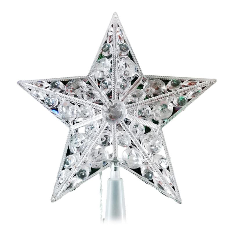 

Christmas Decorations Nordic Tree Topper Star With LED Light Battery Crystal Bead Treetop