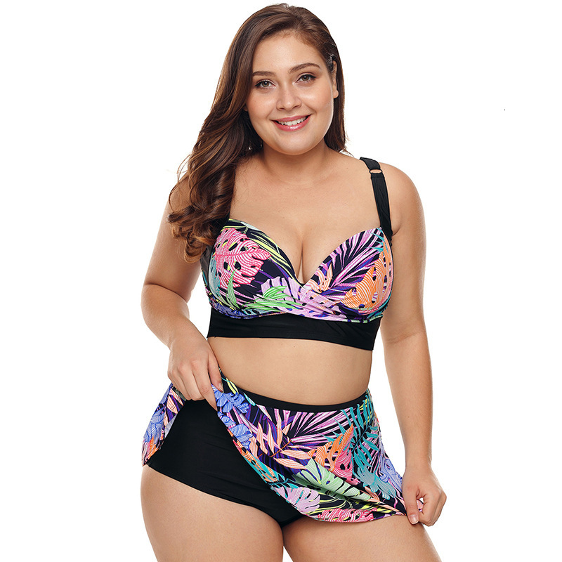 Big Print Holiday Bikini Sexy Skirt Women Gather Spring Split Swimsuit 410762-image-678584129