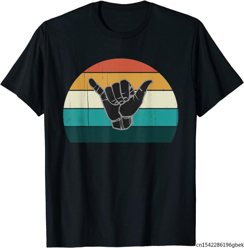 

Men's T-Shirts Retro Cool Shaka & Surf Sign T-Shirt, Black