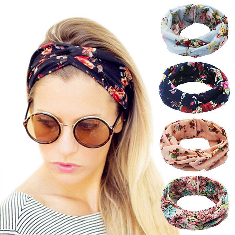 

printed knitting women's yoga hairband spring summer rose knot headdrs cross headband, Golden;silver