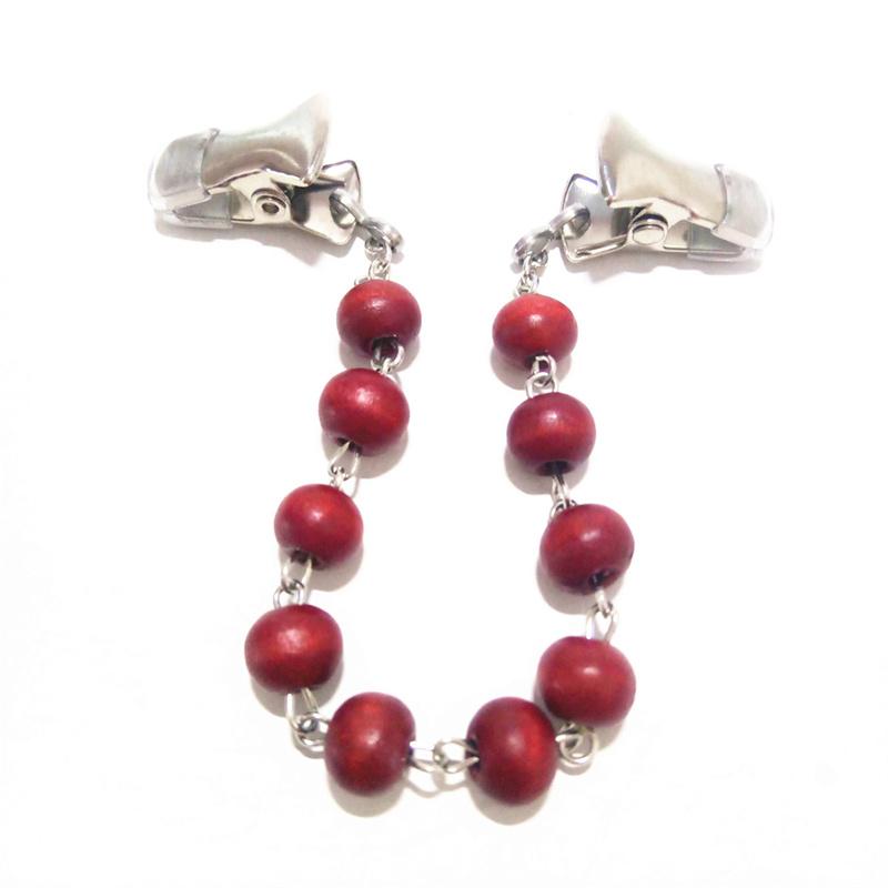 

Pins, Brooches Red Wood Beads Sweater Cardigan Closure Clips Women Chain Style Vest Guard Brooch Shawl Buckle Cinch Dress Collar Pins, Gray