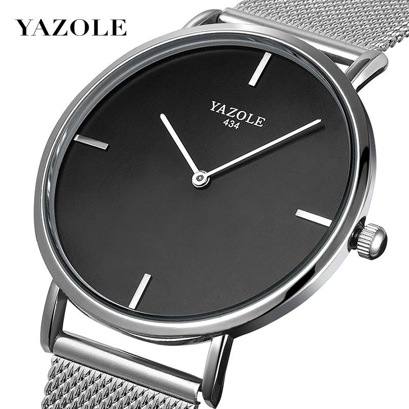 

Wristwatches Fashion Ultra-miniature Style Men's Watch YAZOLE Simple Stainless Steel Mesh Strap Wristwatch Man Waterproof Male Clock Relogio, Slivery;brown