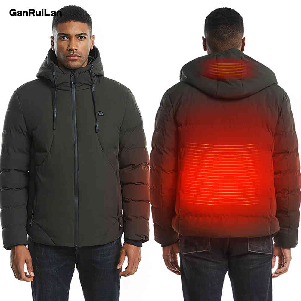 

Men Electric Heated Jacket Heating Coat USB Vest Thermal Warm Heated Vest Fishing Winter Jacket Gilet Chauffant B0809 210518, Black color