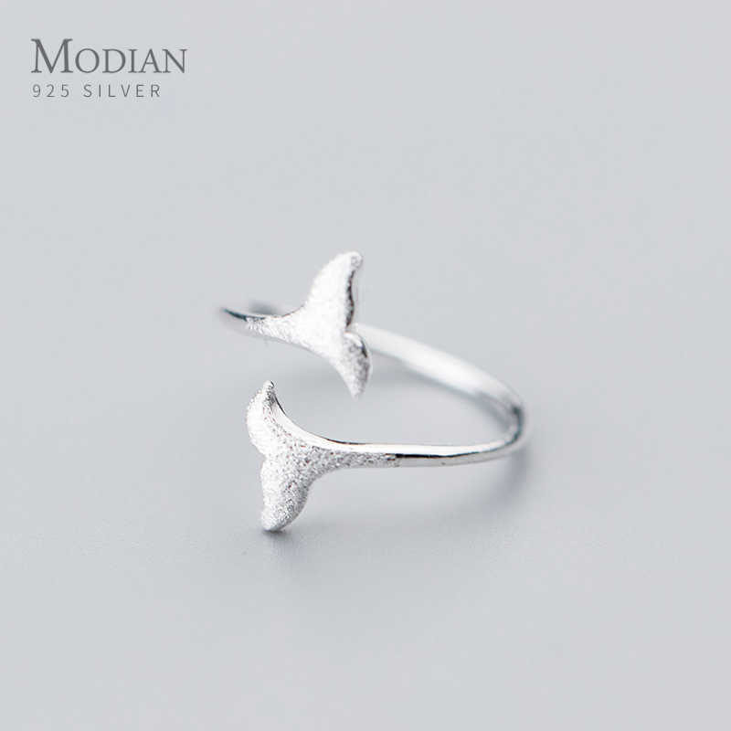 

Trendy Marine Life 925 Sterling Silver Frosted Mermaid Tail Finger Ring for Women Free Size Fine Jewelry Girl Gift 210707