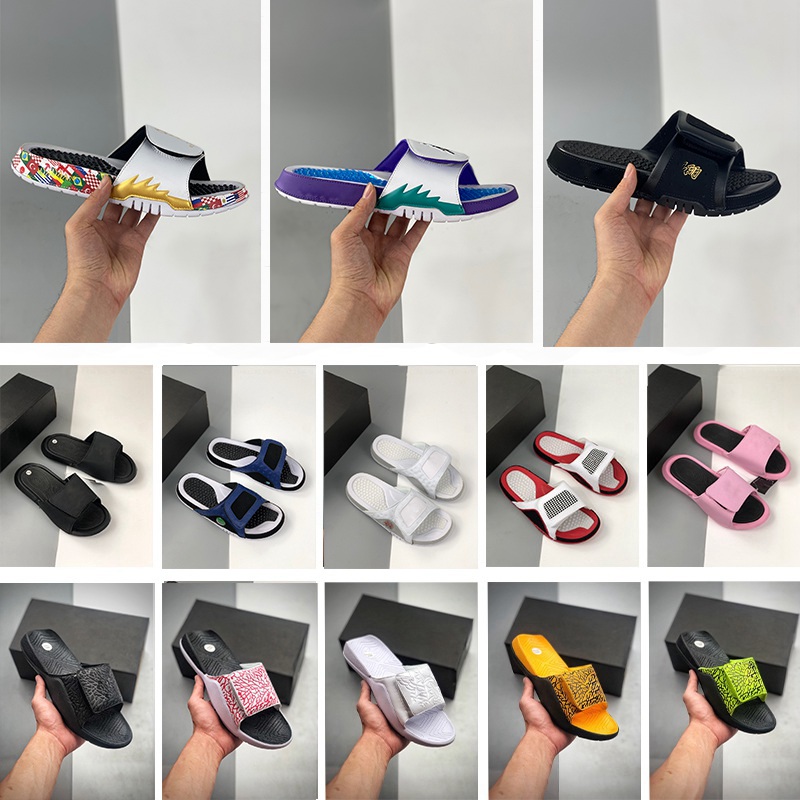 

Casual Outdoor Hydro Slide Slippers Jumpman Men 13 11 7 XI Gym V 5 Space Jam Black Cat Dark Stucco Camo Flint Bred Chicago He Got Game Grape Obsidian Sandal, Color 9