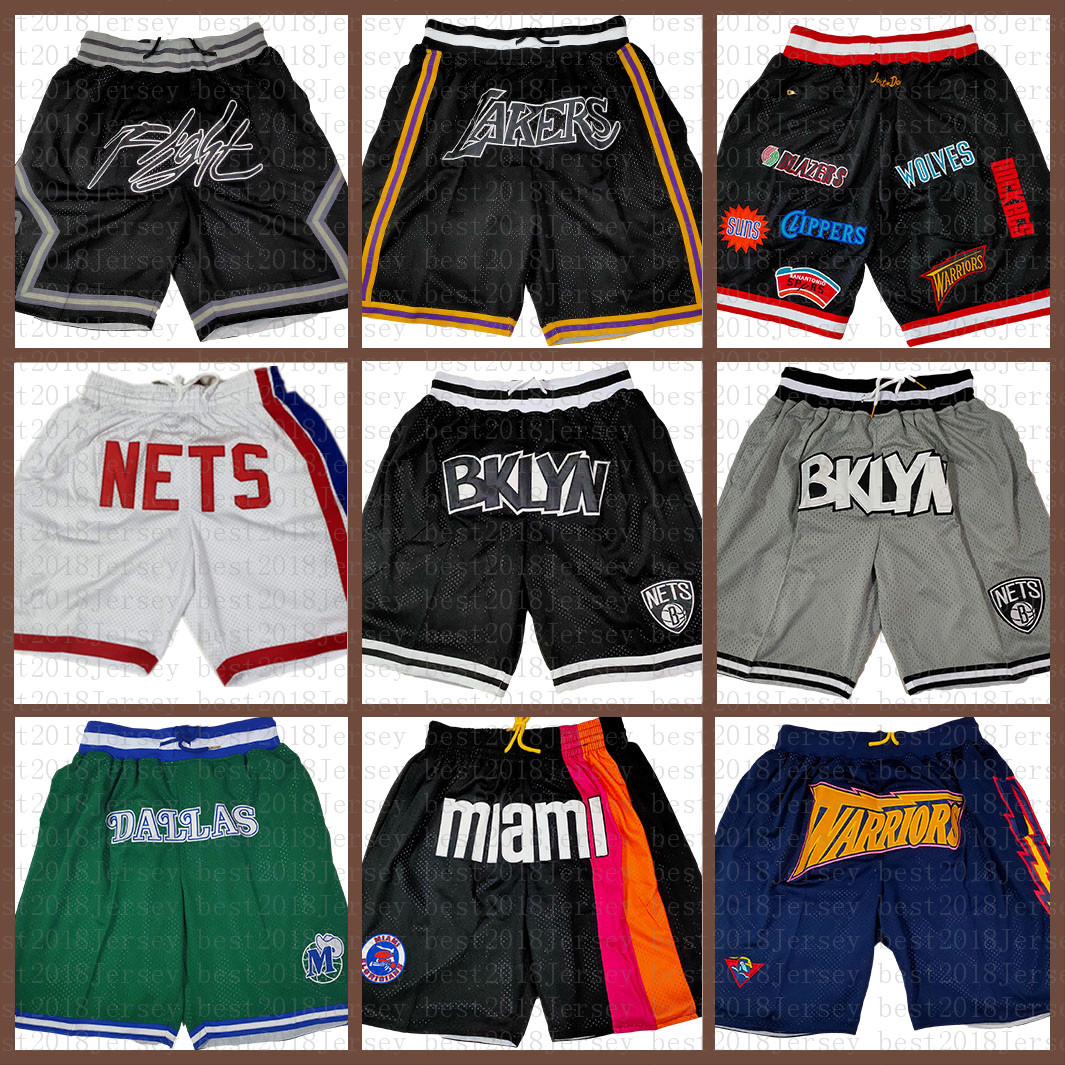 

Brooklyn Net Basketball Shorts Just DON Houston Rocket Pocket Miami Heat Shorts Milwaukee Buck Detroit Piston, Black;red