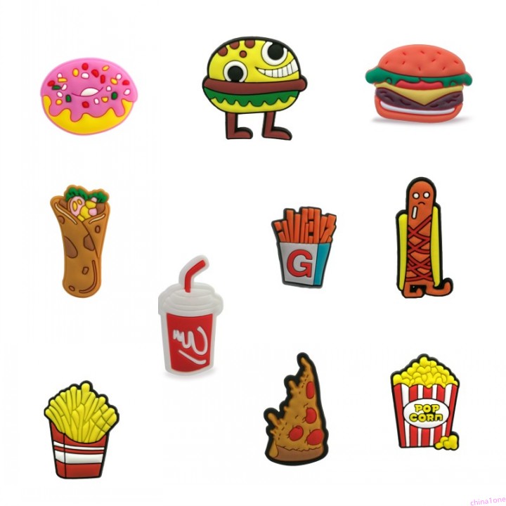 

moq=2lots fast foods shoe charms wholesale jibitz for croc soft rubber PVC charm accessories promotional, White;pink
