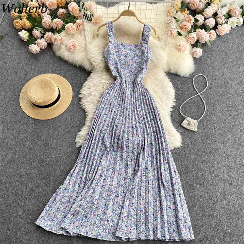 

Summer Women Floral Gentle Long Dresses French Retro Loose Beach Casual Chic Elegant Vestidos 210519, Green