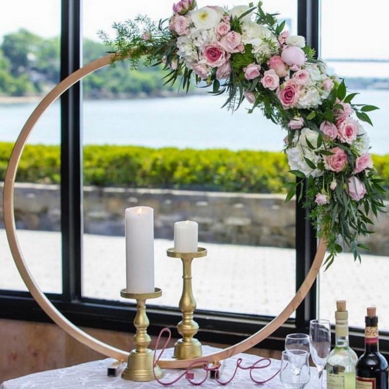 

Party Decoration 5pcs/10pcs Wedding Table Centerpiece Golden Metal Arch Circle Ring