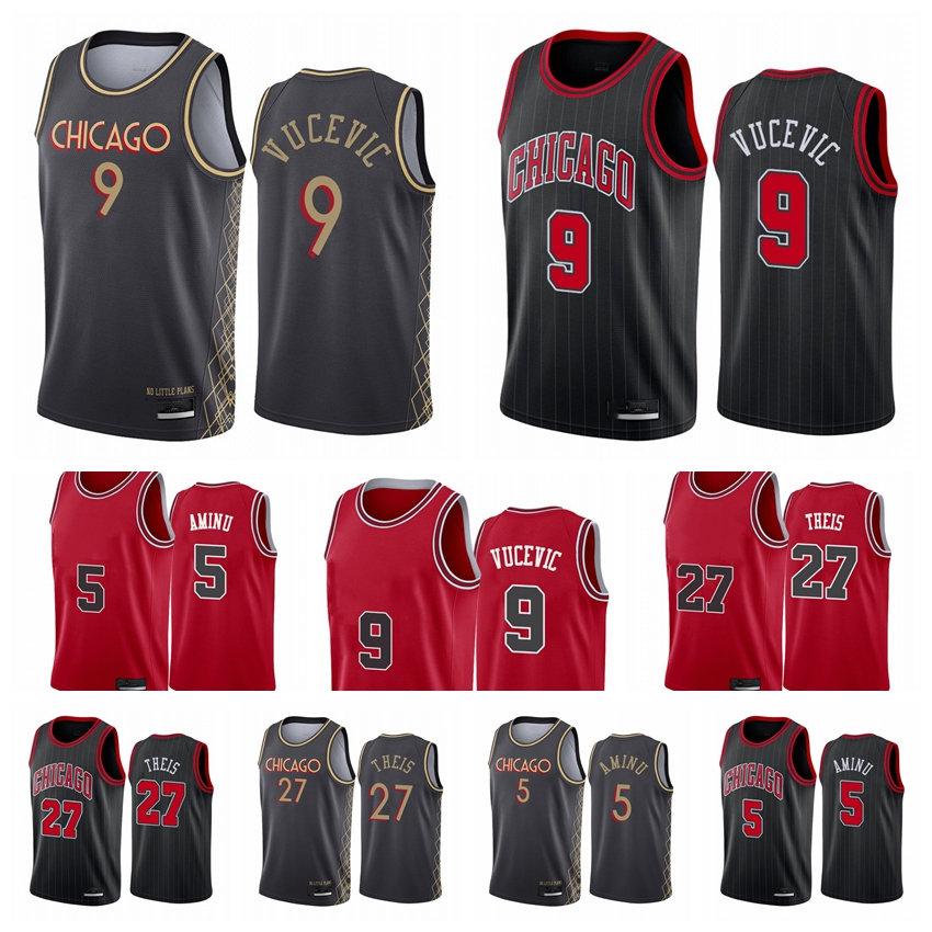 

Nikola Vucevic Al-Farouq Aminu Daniel Theis Chicago Bulls Men Black City 2021 Trade Edition Basketball Jersey, Black;red