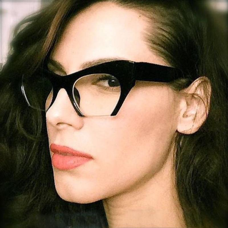 

Fashion Retro Half frame Cat eye Women Glasses Frame Can Be Equipped with Myopia Prescription Lens Men SunGlasses Frame