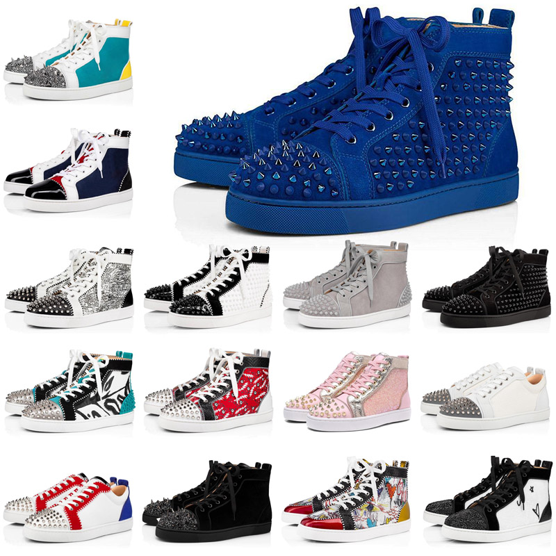 

pink mens red bottoms shoes spike suede leather men women black blue fashion party Dress Shoe szie 36-47, #2