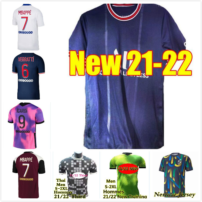 

21/22 Paris soccer jersey MBAPPE KEAN PAREDES 2021 2022 MARQUINHOS KIMPEMBE DI MARIA ICARDI football shirt top Thailand, Black;yellow