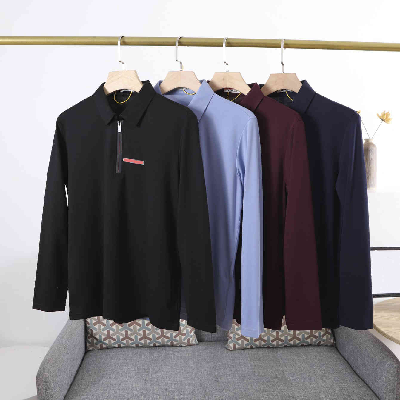 

21ss men polos Classic casual t shirts for male terry handsome Loose version cutting process Short sleeve Fashion design lapel Imported, White;black