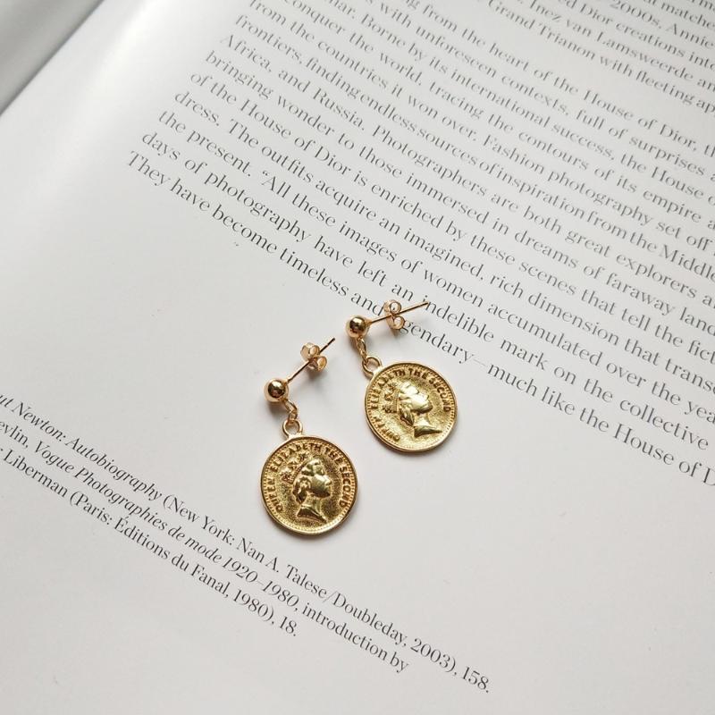 

Dangle & Chandelier 925 Sterling Silver Dollar Coin Earrings Gold Portrait One Cents Round Pendant For Women Jewelry