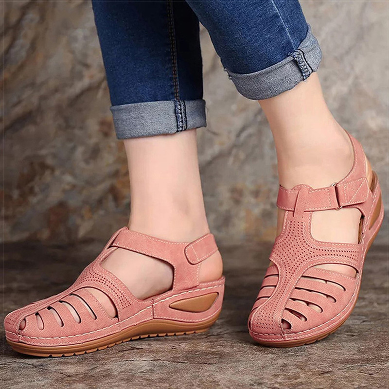 

Women Sandals Soft Bottom Women Heels Sandals Gladiator Summer Shoes Women Plus Size Wedges Shoes Female Summer Sandalias Mujer K78, Red