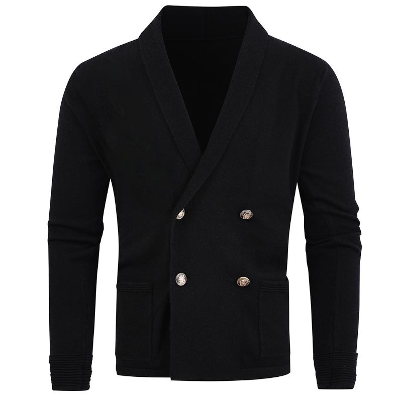 

Men's Sweaters Solid Sweater Men Autumn Winter Long Sleeve Stand Collar Cardigan Casual Coat Fashion Knitted Plus Size Kintwear, White;black