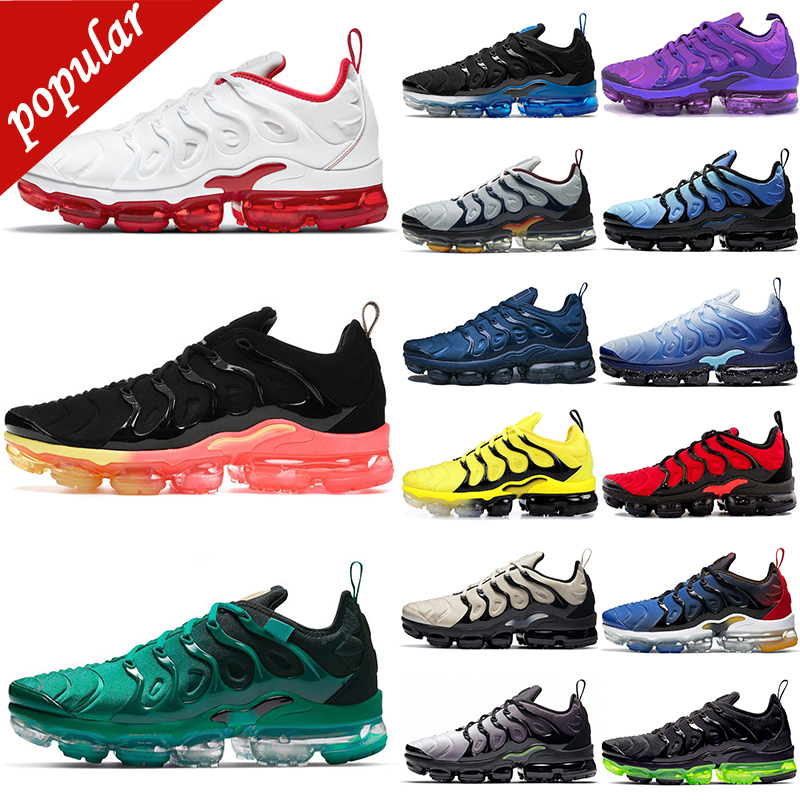 

breathable tn plus running shoes for men women Triple Black White Cherry Fresh Atlanta Hyper Blue 065 Bred Pure Platinum mens trainers sport, Red shark tooth