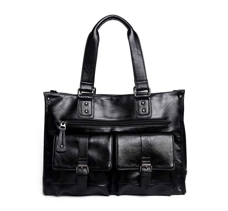 

Men Leather Handbags Casual Laptop Bags Male Business Travel Messenger Men's Crossbody Shoulder Bag, Black