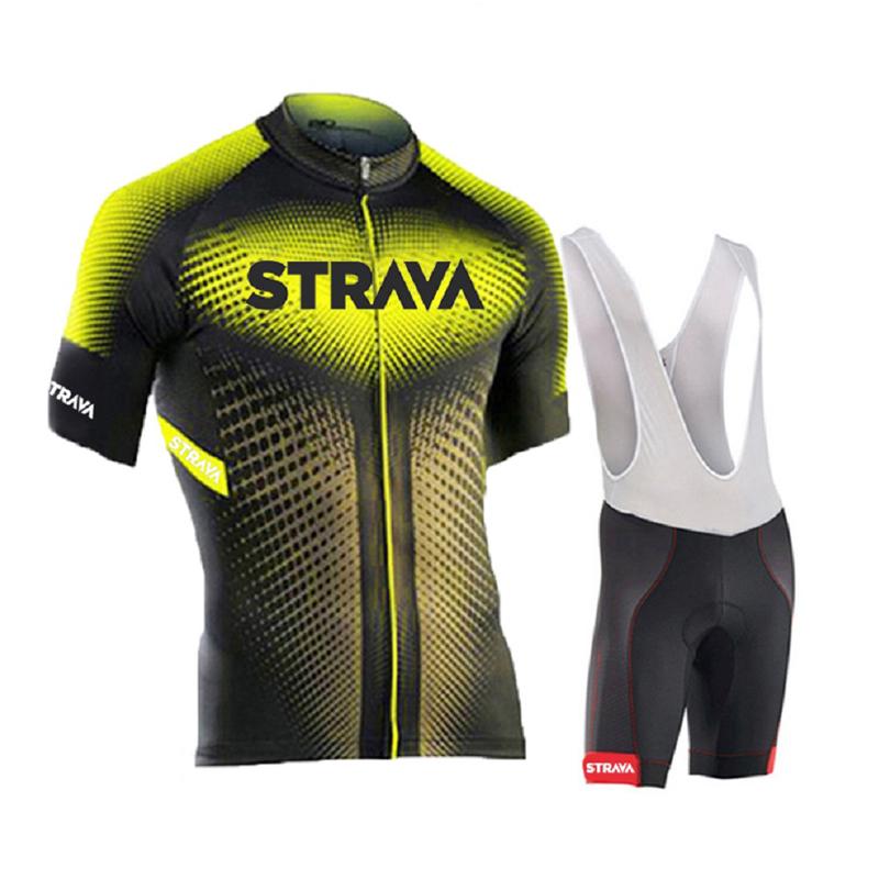 

Racing Sets STRAVA Cycling Jersey Men Set Bib Shorts 2022 Summer Mountain Bike Bicycle Suit Anti-UV Team Uniform Clothes, Black;blue