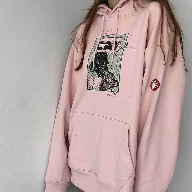

Women's fresh and sweet sweatshirt Japanese washed cherry blossom powder hoodie Terry loose couple CE hooded sweater ladies top 210526, Pink velvet