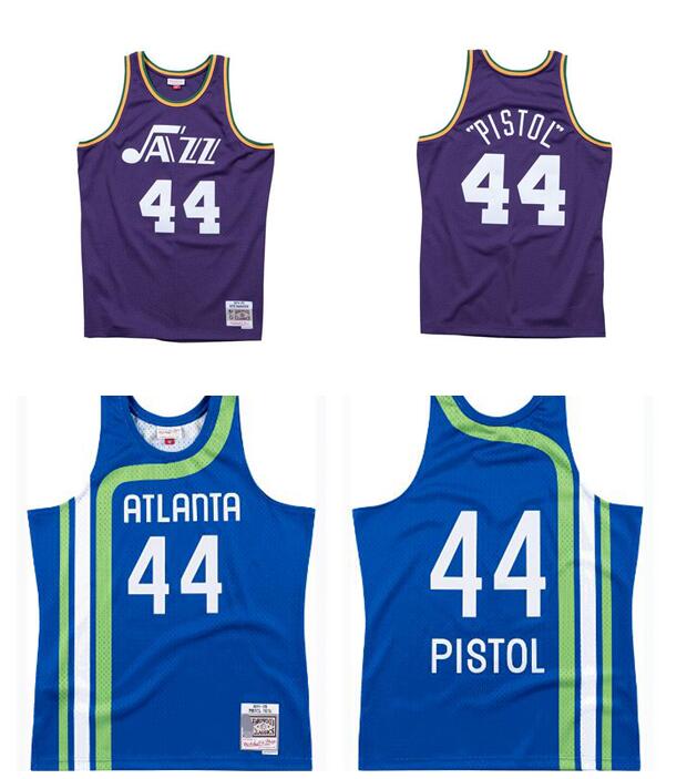 

Custom basketball jersey Men women youth S-6XL Utah Jazz 44 Pete Maravich pistoc Mitchell & Ness 1974-75 Hardwoods Classics, Black;red