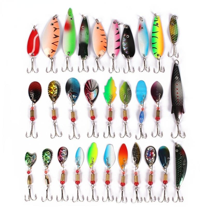

Fishing Hooks 30 Sequins Lure Fake Bait Set Simulation Reservoir Pond High Carbon Steel Barbed Hook Metal Tackle