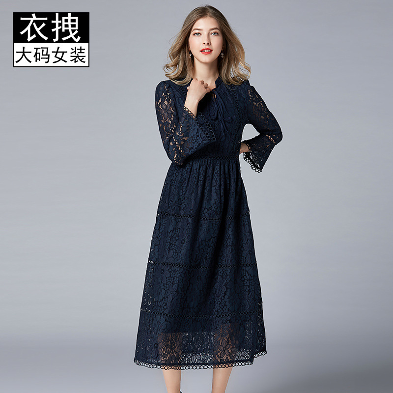 

Plus size Dresses Large Middle-aged 2021 Spring Lace Long