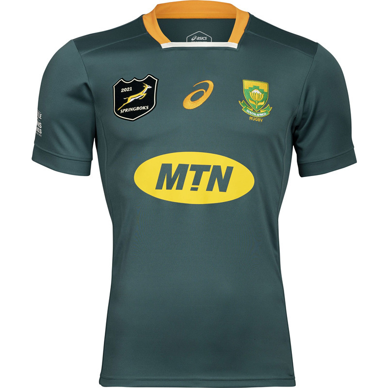 

2020-2021 South Africa Rugby home Green South Africa Jersey, White;black