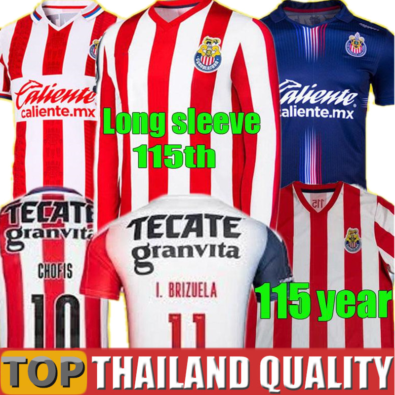

20 21 Thailand Chivas soccer jerseys 115th 2021 liga mx Guadalajara Home away BRIZUELA 115 year football shirt Men Women kids kit uniforms, 2020 4th - men