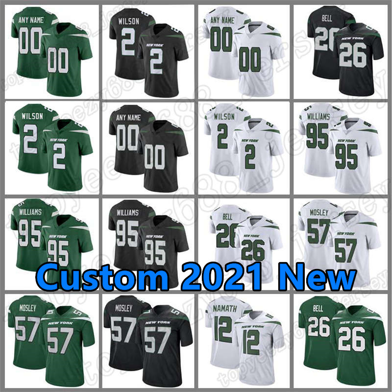 

Custom New 2 Zach Wilson York Football Jersey Jet 14 Sam Darnold 26 Le'Veon Bell 8 Elijah Moore 28 Curtis Martin Mens Joe Namath Jamal Adams Quinnen Williams Youth, Custom youth (penqiji)
