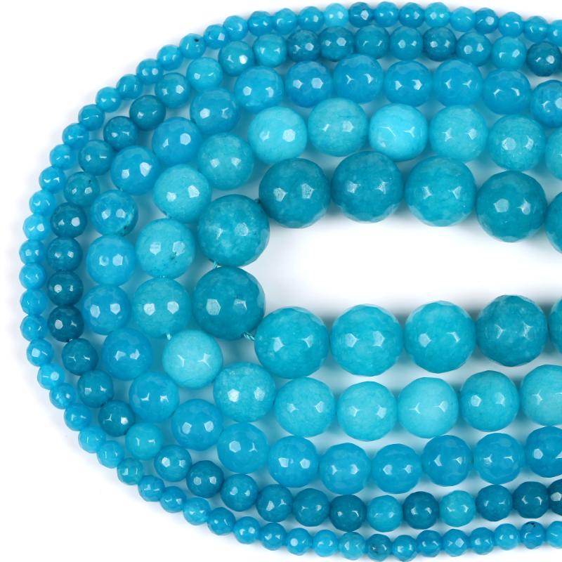 

Other Natural Blue Chalcedony Jades Stone Aquamarines Beads Loose Spacer Necklace Bracelet Accessories For Jewelry Making