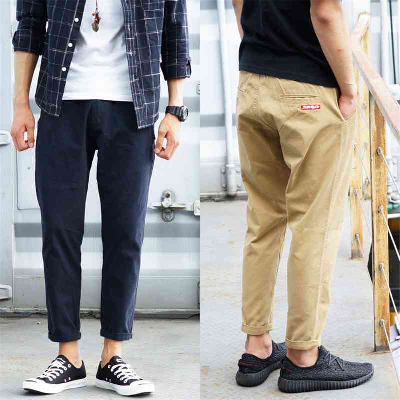 

YQ brand autumn winter Capris Yu wenle men's casual solid color versatile cloth youth pants fashion, Khaki