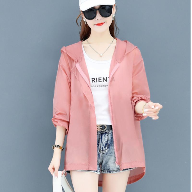

Sun Protection Clothing Women Summer Thin 2021 Style Korean Large Size Long-sleeved Fashion Mid-length Jacket Women's Trench Coats, Green