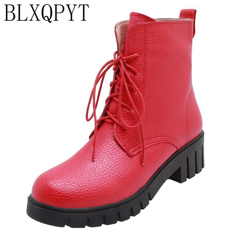 

Boots BLXQPYT High Quality Pu Leather Women Ankle Platform Chunky Heels Short Winter Plush Warm Casual Shoes Woman 231, Black