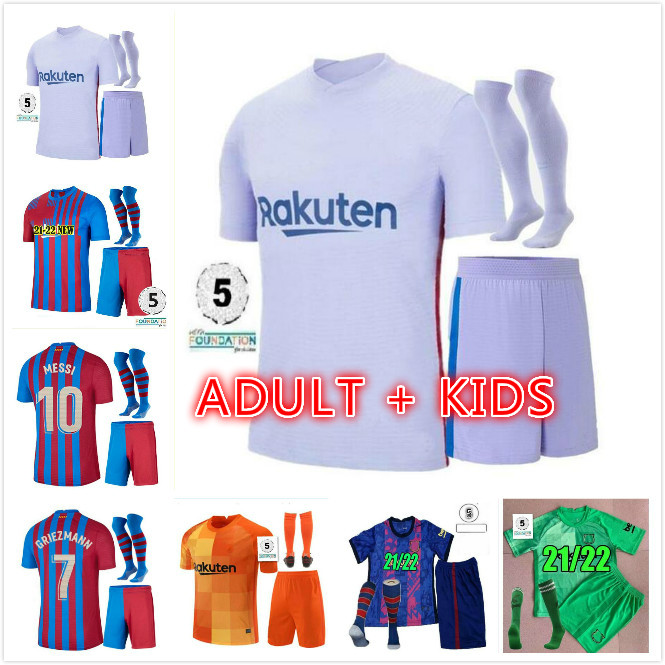 

adult kids kit 21 22 Barcelona soccer jerseys 2021 2022 PEDRI MESSI ANSU FATI camiseta futbol GRIEZMANN DE JONG KUN AGUERO Maillots foot top thailand football shirt, 20/21