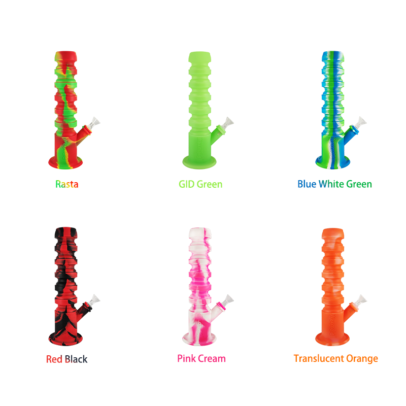 

Waxmaid retail 11.6 inches hookah folding silicone water pipe glass bong dab rigs six mixed colors ship from CA warehouse