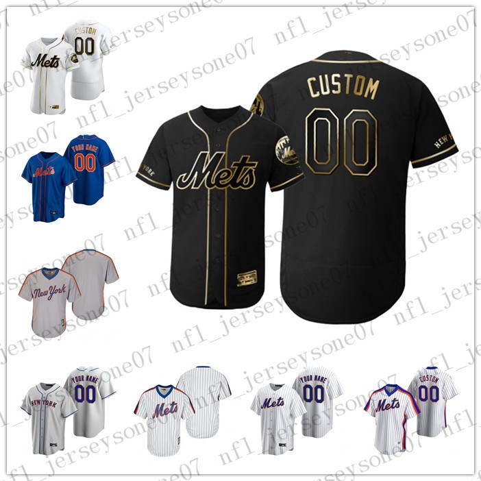 

Custom New York men womens youth Mets white black grey Authentic 2020 Home Jersey