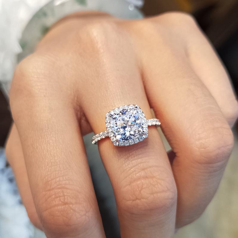 

Cluster Rings S925 Sterling Silver Color Jewerly White Diamond Ring For Women Anillos De Bizuteria Mujer Natural Gemstone, Golden;silver