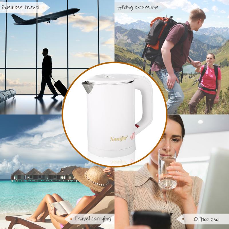 

Electric Kettles 0.6L Travel Mini Kettle 304 Stainless Steel Quietly Cordless Portable 600W Heating Boiler Water Teapot Sonifer