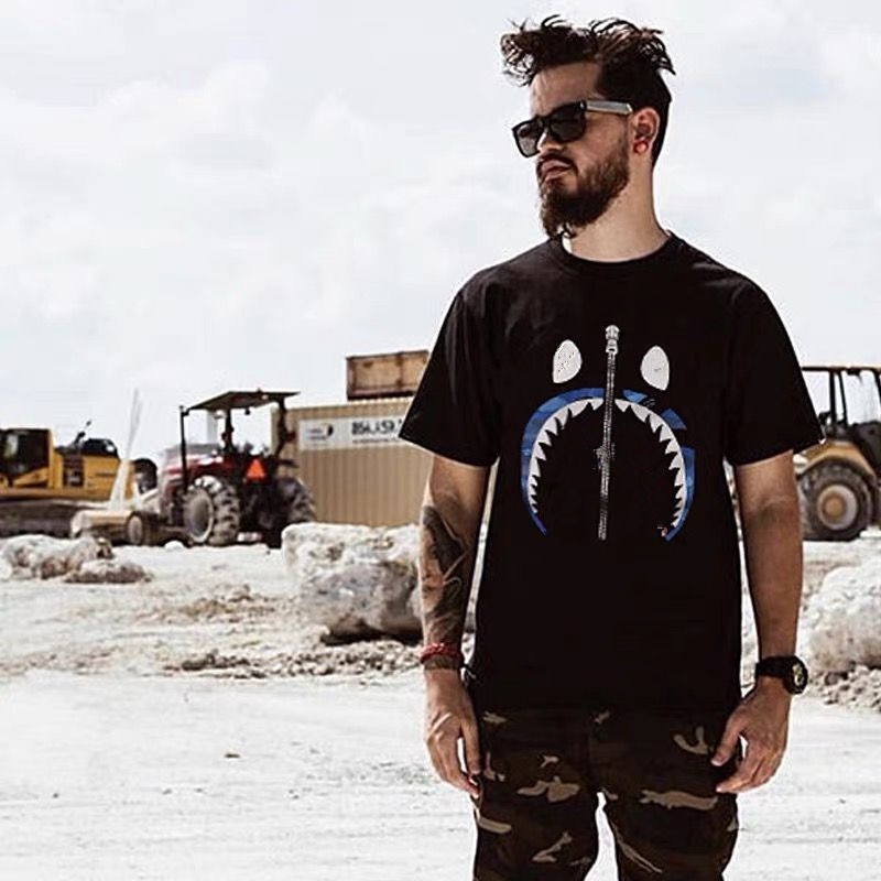 

2021 Japanese summer cotton short sleeve trendy t-shirt men's and women's loose round neck 5-sleeve top, White;black